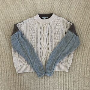 Colorblock Cable Knit Sweater